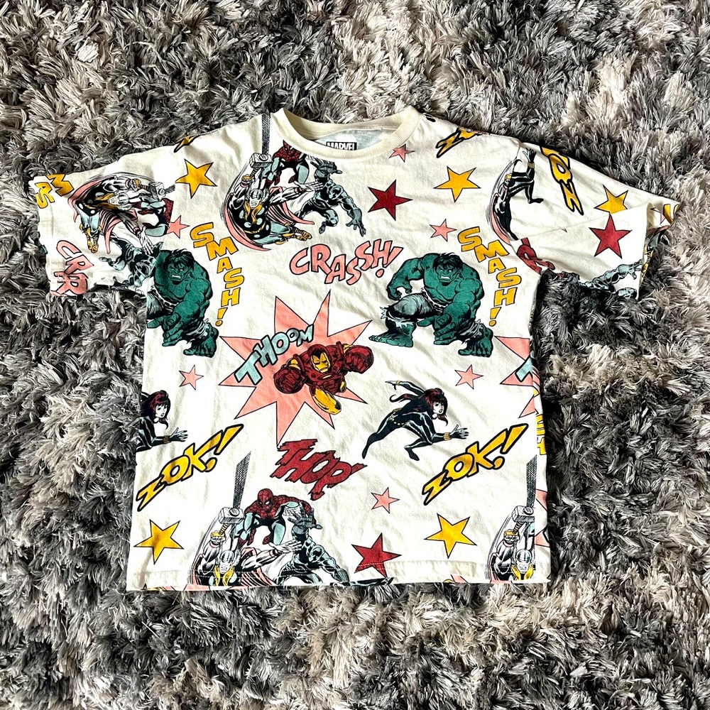 MARVEL Shirt girls size XL HULK, Iron Man spider-Man Thor Catwoman black panther